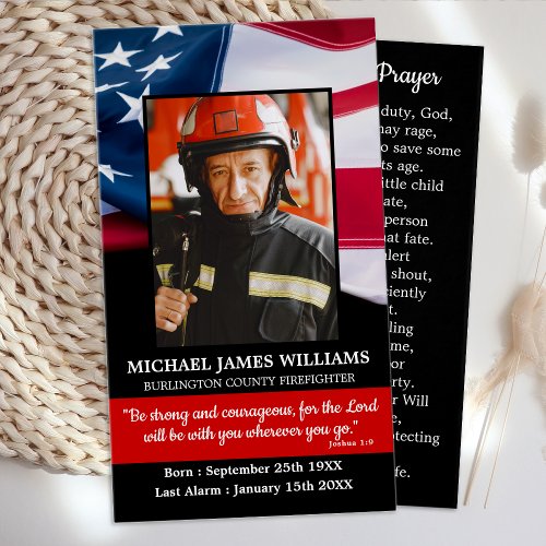 Fireman Prayer Memorial Firefighter Funeral Card