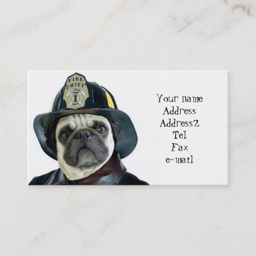 Fireman Pug business cards