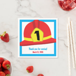 Fireman Red Helmet Customized Age Birthday Napkins