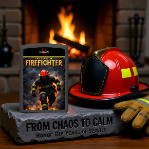 Fireman Red Helmet Smoke Run Design Zippo Lighter