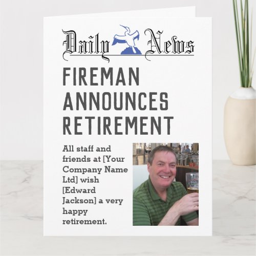 Fireman Retirement Card to Personalize