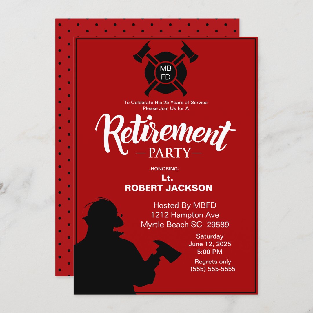 Fireman Retirement/Fire Chief Retirement Invitation | Zazzle