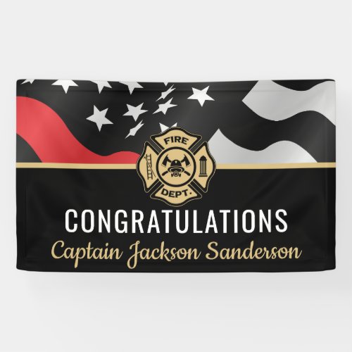 Fireman Retirement Party Firefighter Red Line Flag Banner