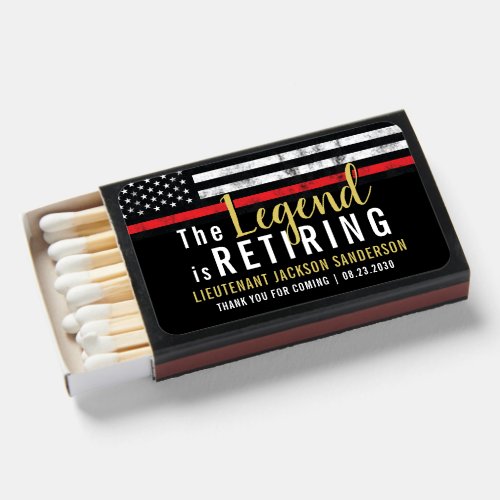 Fireman Retirement Party Red Line Flag Firefighter Matchboxes