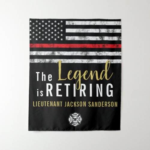 Fireman Retirement Party Red Line Flag Firefighter Tapestry