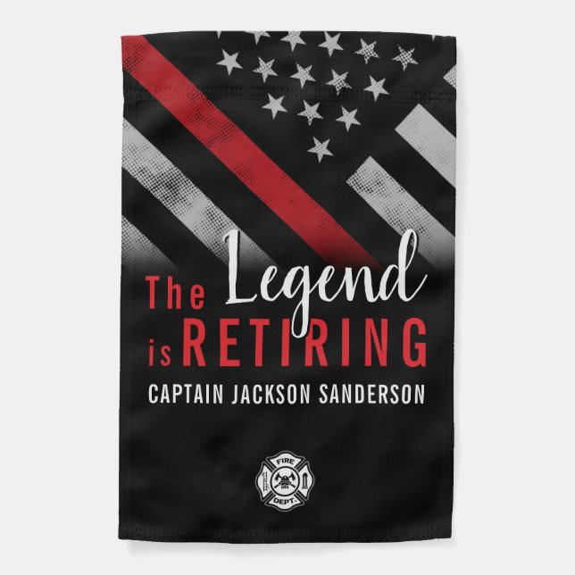 Fireman Retirement Red Line Firefighter Garden Flag (Front)