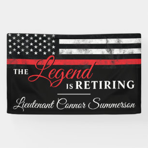 Fireman Retirement Red Line Flag Firefighter Banner