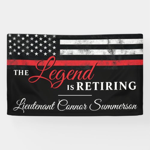 Fireman Retirement Red Line Flag Firefighter Banner