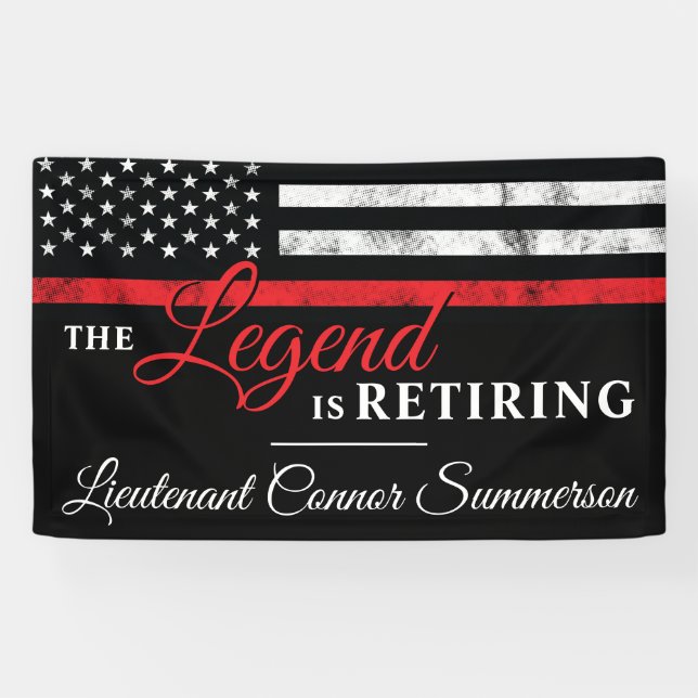 Fireman Retirement Red Line Flag Firefighter Banner (Horizontal)