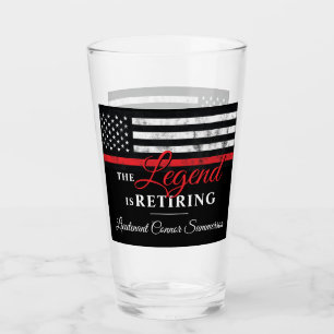 Fireman Retirement Red Line Flag Firefighter Glass