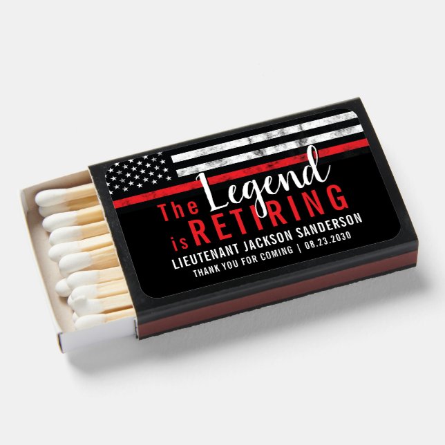 Fireman Retirement Red Line Flag Firefighter Matchboxes (Front Open)
