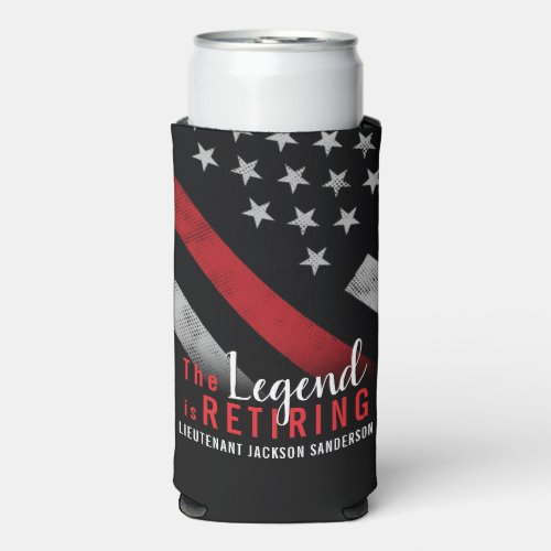 Fireman Retirement Red Line Flag Firefighter Seltzer Can Cooler