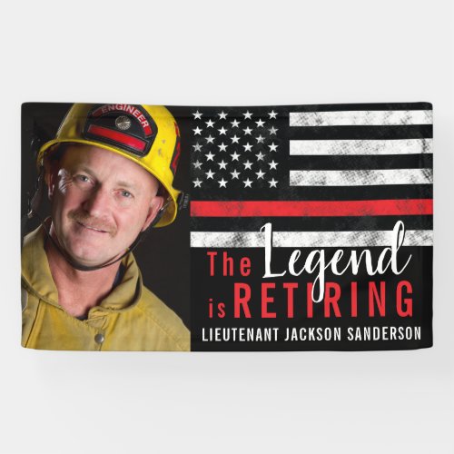 Fireman Retirement Thin Red Line Firefighter Photo Banner