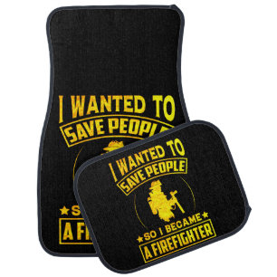 Fireman’s Dedication in Gold Text Car Floor Mat