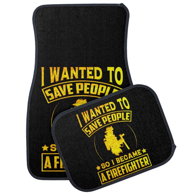 Fireman’s Dedication in Gold Text Car Floor Mat (Set)
