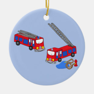 Fireman’s Red Fire Trucks Ceramic Ornament