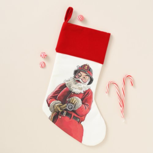 Fireman Santa Christmas Stocking