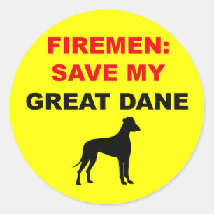 Fireman Save My Great Dane Classic Round Sticker