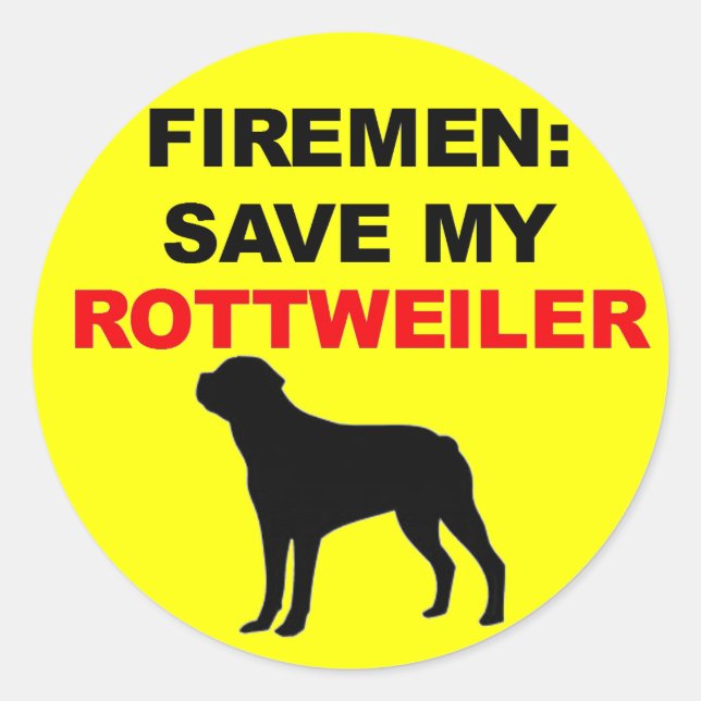 Fireman Save My Rottweiler Classic Round Sticker (Front)