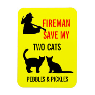 Fireman Save My Two Cats Safety Magnet