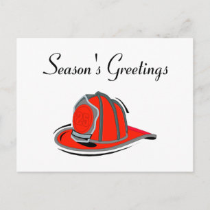 Fireman Seasons Greetings Holiday Postcard