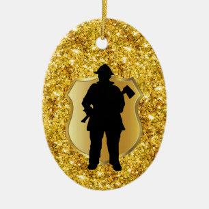 Fireman Silhouette Christmas Ornament