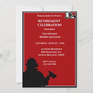 Fireman Silhouette Retirement Party Celebration Invitation
