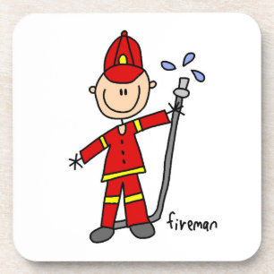 Fireman Stick Figure Beverage Coaster