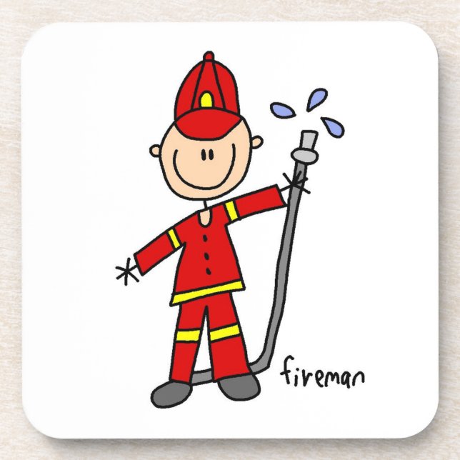 Fireman Stick Figure Beverage Coaster (Front)