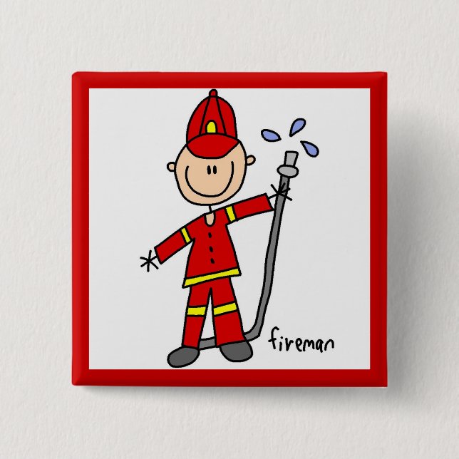 Fireman Stick Figure Button (Front)