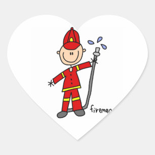 Fireman Stick Figure Heart Sticker