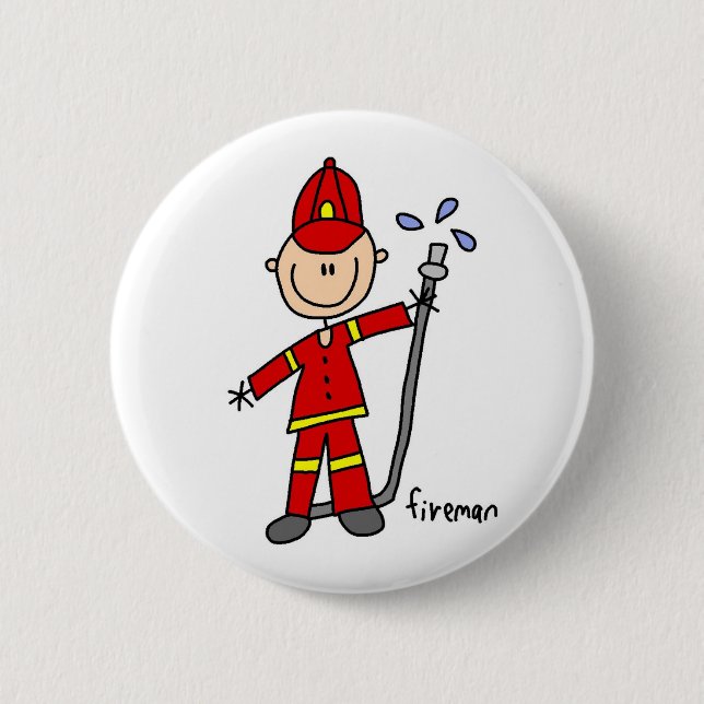 Fireman Stick Figure Pinback Button (Front)