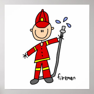 Fireman Stick Figure Poster