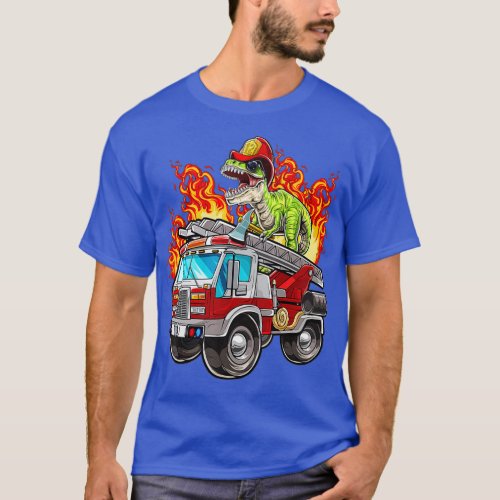 Fireman T Rex Dinosaur Firefighter Hat and Firetru T_Shirt