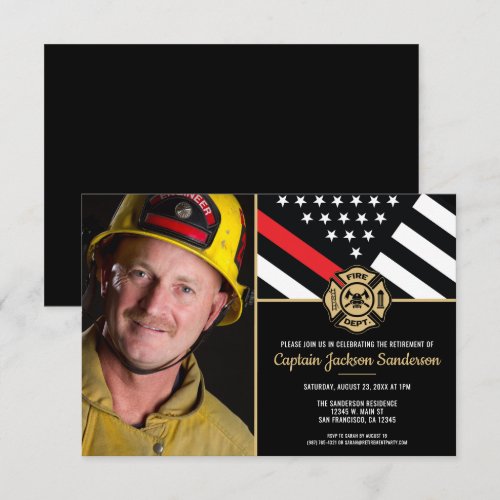 Fireman Thin Red Firefighter Photo Retirement