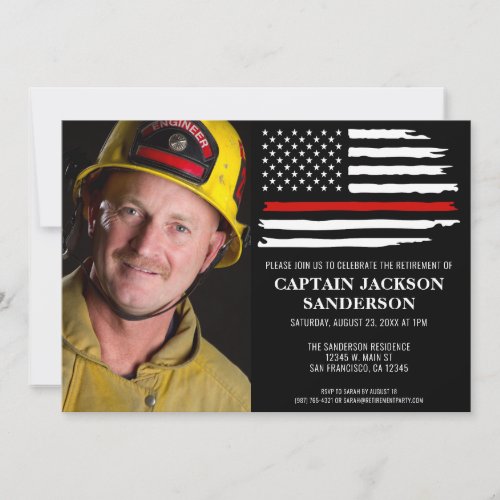 Fireman Thin Red Firefighter Photo Retirement