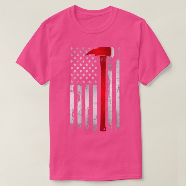Fireman Thin Red Line American Flag Axe gift for F T-Shirt (Design Front)