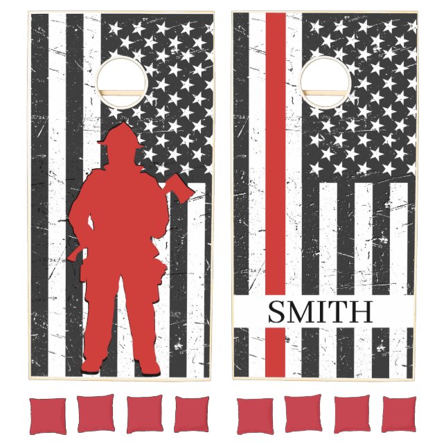 Fireman Thin Red Line, Custom Cornhole Set (Set)