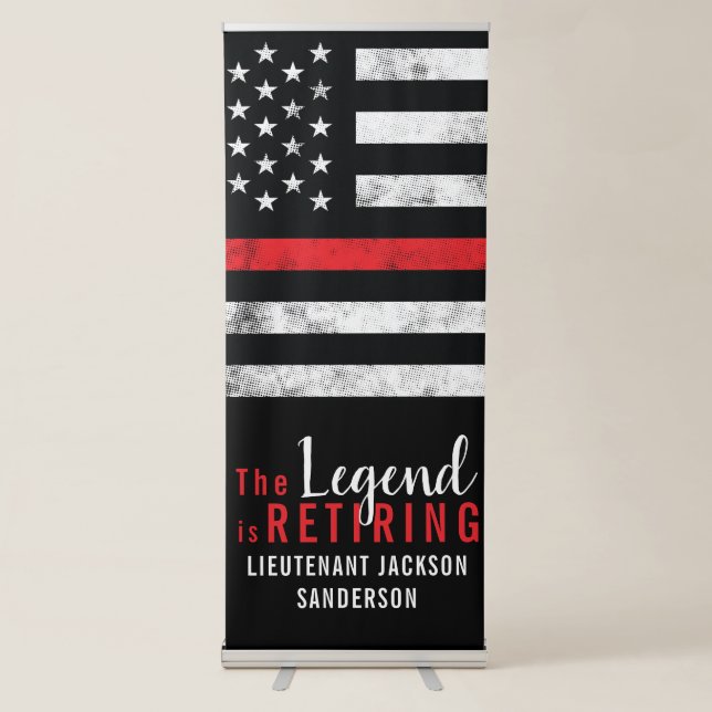 Fireman Thin Red Line Firefighter Retirement Party Retractable Banner (Front)