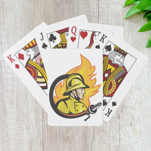 Fireman With A Hose Playing Cards