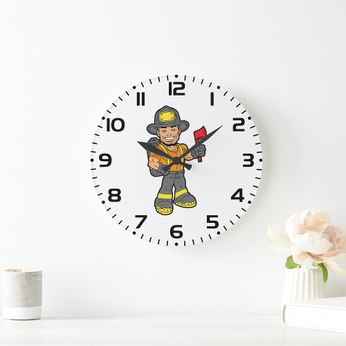 Fireman With An Axe Large Clock