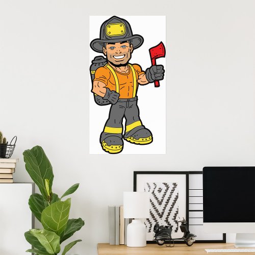 Fireman With An Axe Poster
