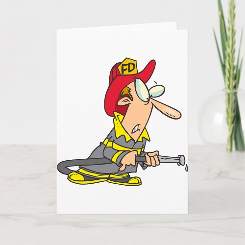 Fireman With Dry Firehose Greeting Cards