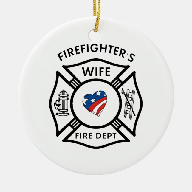 Fireman Wives USA Ceramic Ornament (Front)