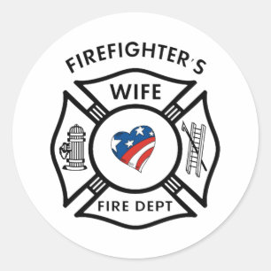 Fireman Wives USA Classic Round Sticker