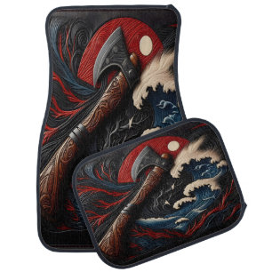 Fireman's Axe Against a Dramatic Stormy Backdrop Car Floor Mat