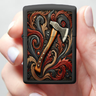 Fireman's Axe Among Ornate Patterns Zippo Lighter