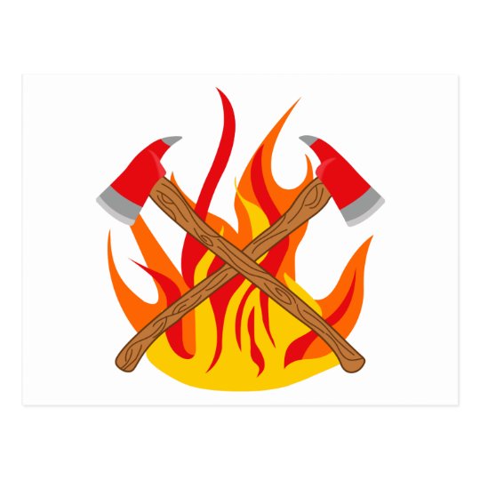 Fireman's Crossed Axes Postcard