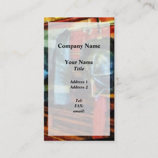 Customizable Fireman's Helmet and Jacket Business Card Template