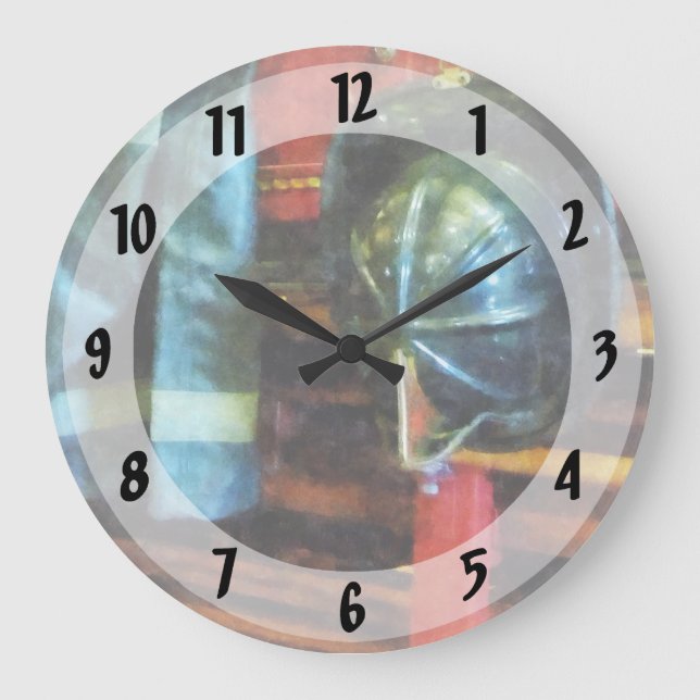 Fireman's Helmet and Jacket Large Clock (Front)